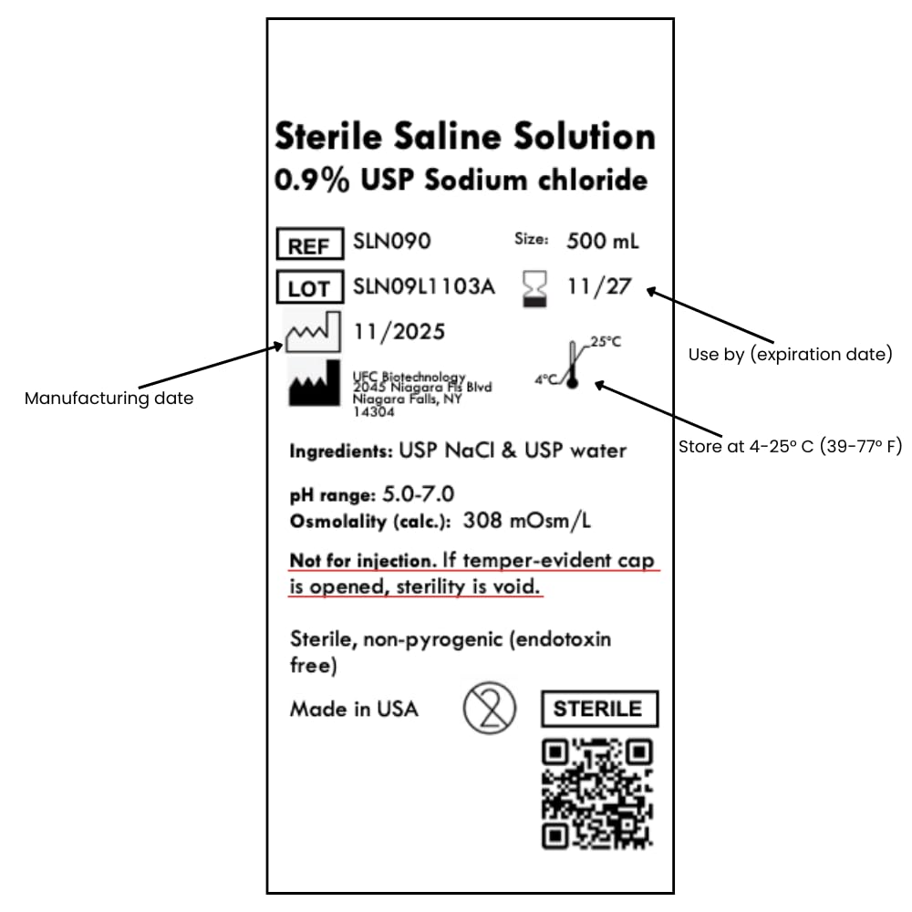 laboratory saline not for injection warning image
