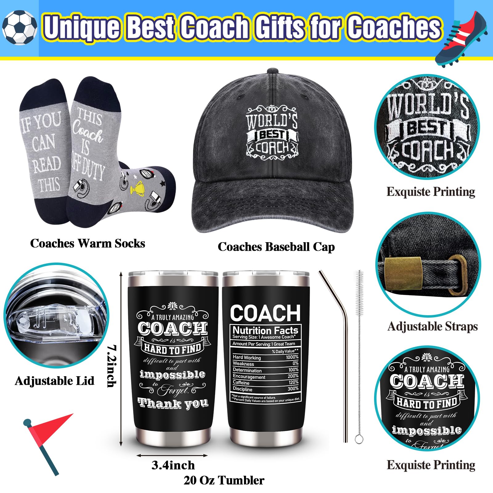 coaches baseball cap included in gift set