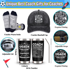 coaches baseball cap included in gift set