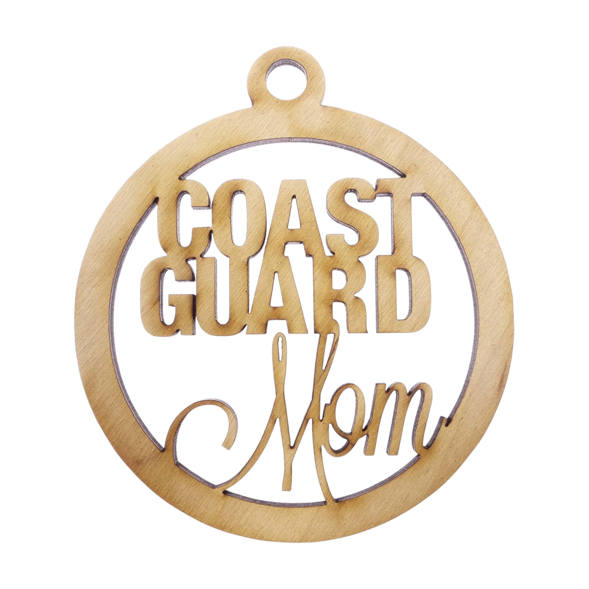 Coast Guard Mom Ornament handcrafted in the USA from natural wood