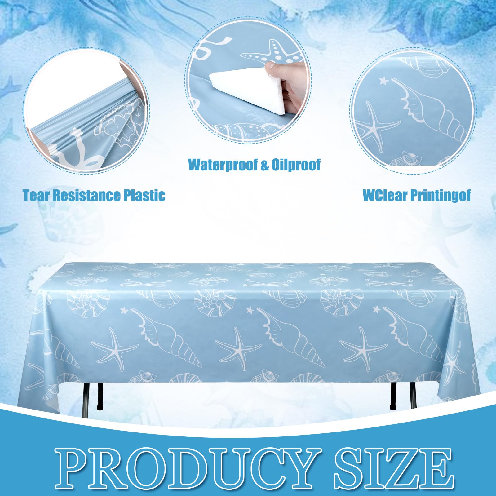 Coastal party tablecloth made of plastic for indoor outdoor use