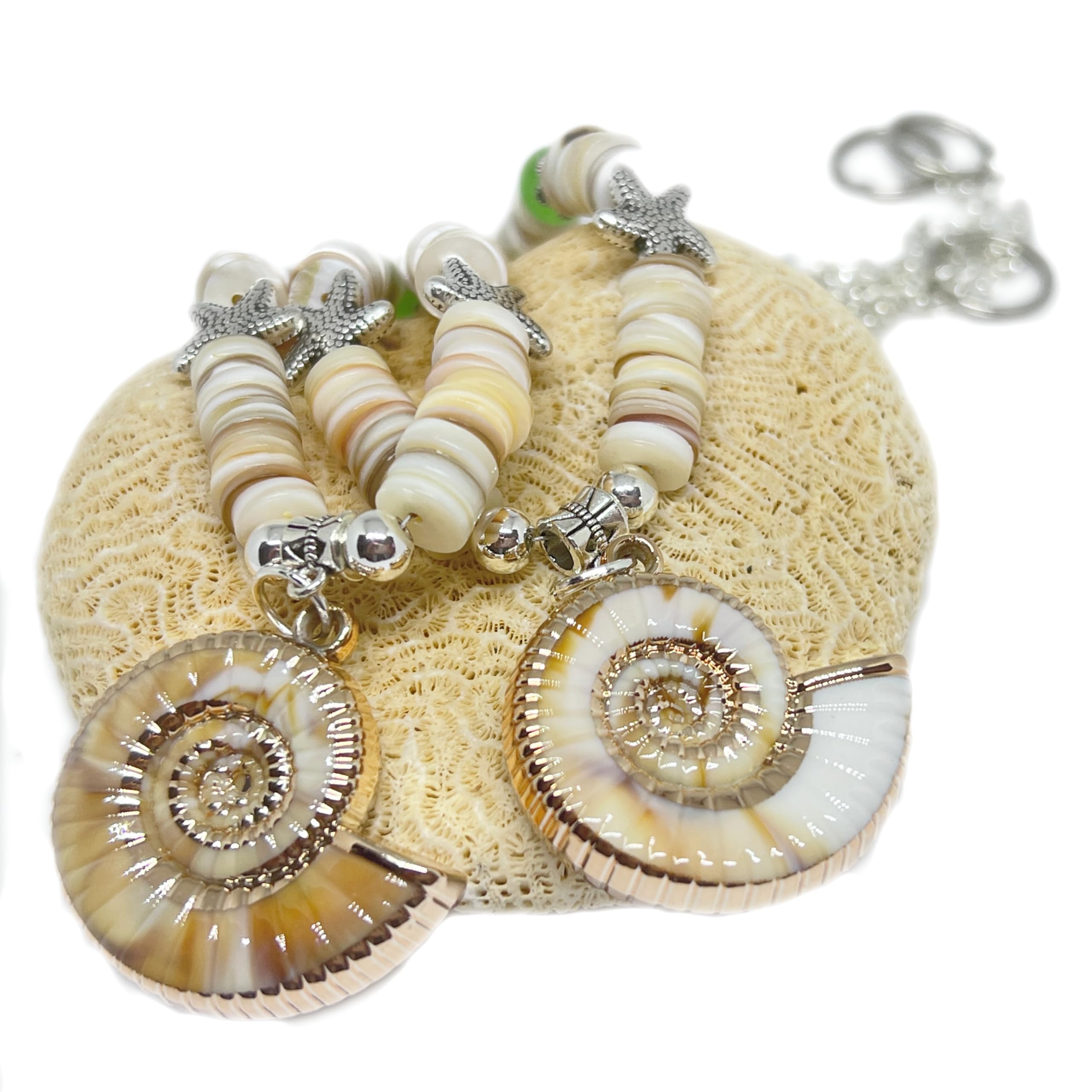 Handmade conch shell pendant curtain tie back
