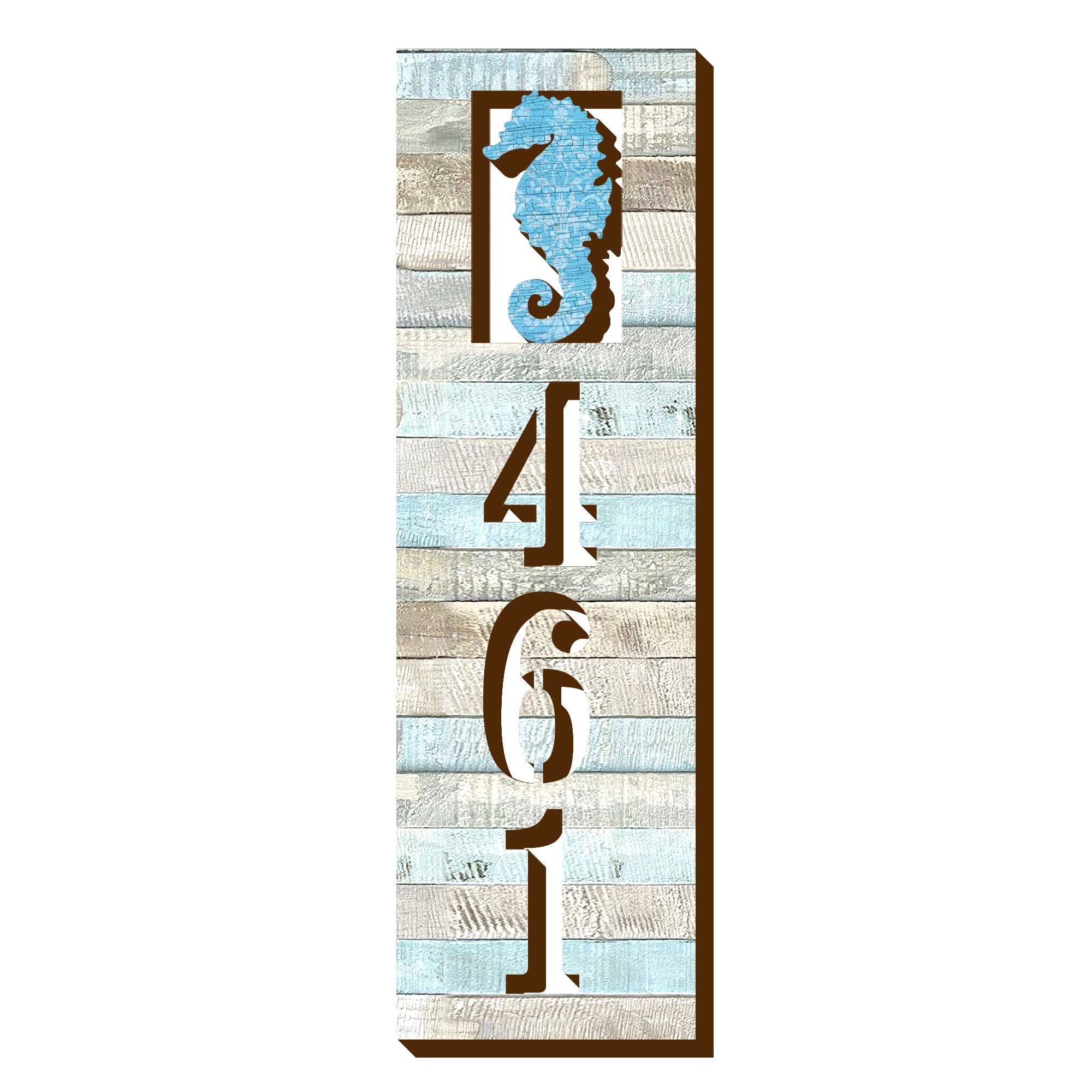 Artwork by G.Debrekht on coastal house number sign