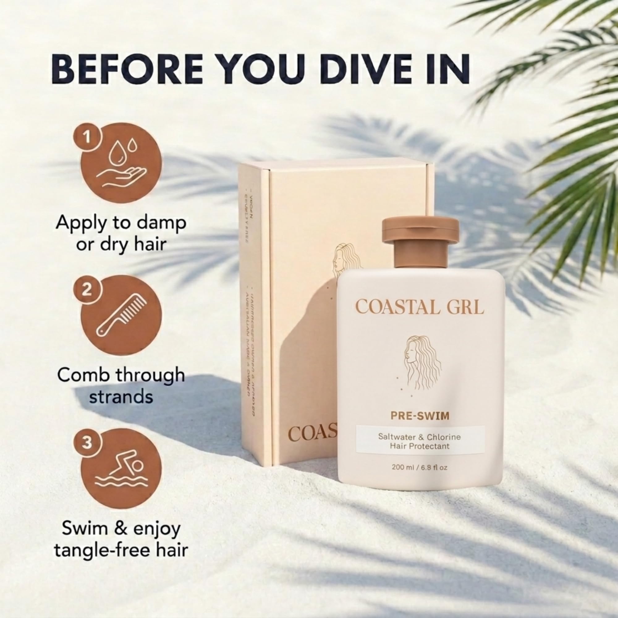 Color-safe and extension-friendly Coastal Grl PRE-SWIM Leave-In Conditioner