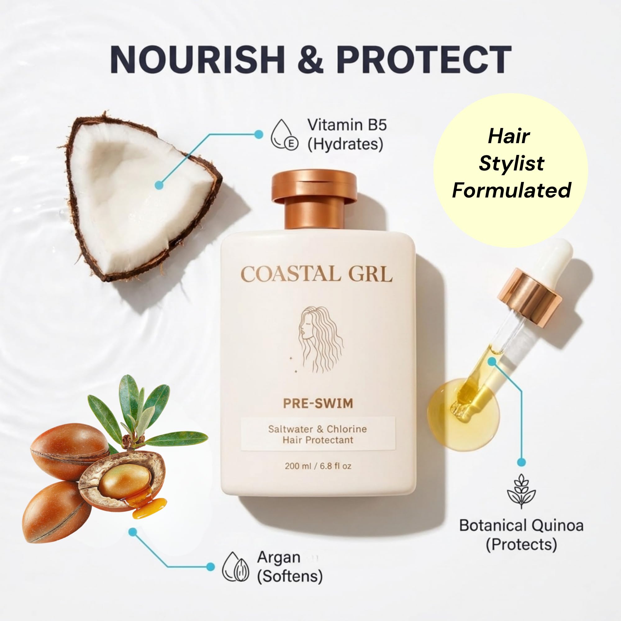Pre-swim protection feature of Coastal Grl Leave-In Conditioner