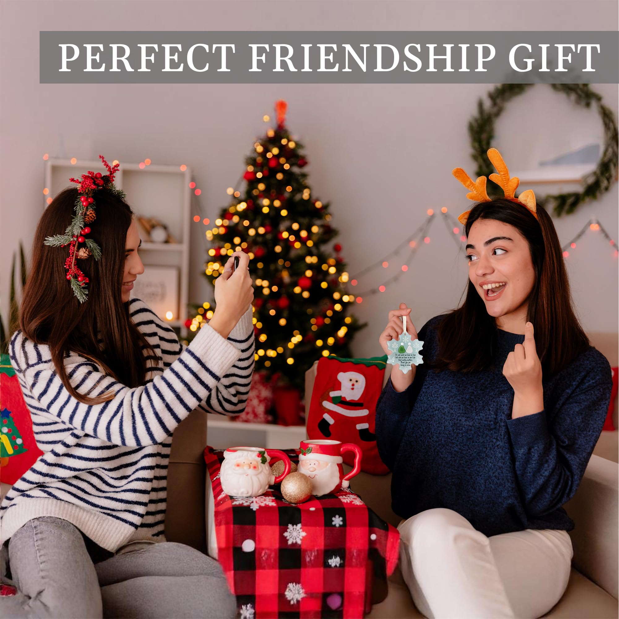 Coastal themed sea glass friendship ornament