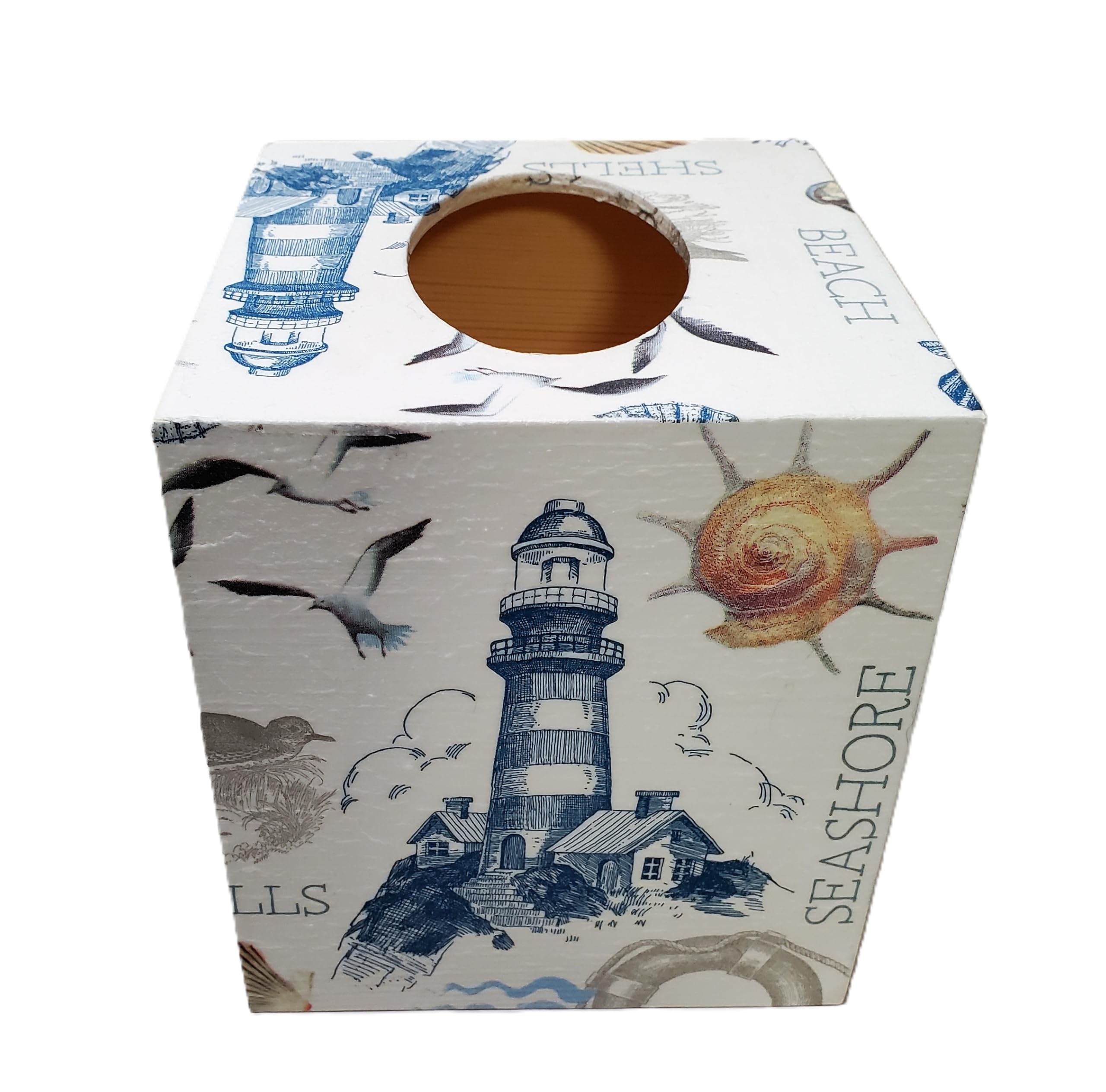 Wood tissue box cover suitable for bathroom or living spaces