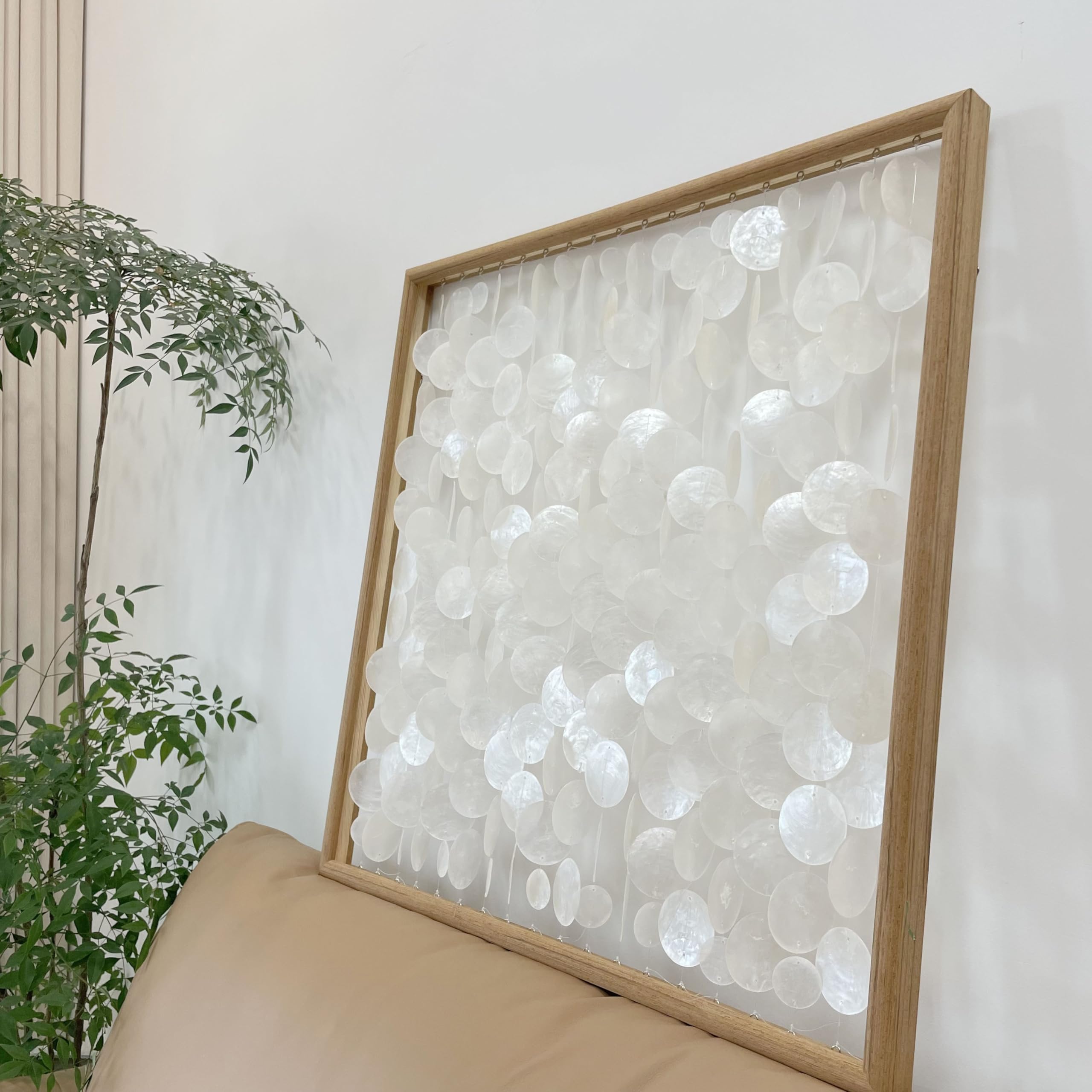 Large coastal Capiz shell wall art 24x24 Bergamot