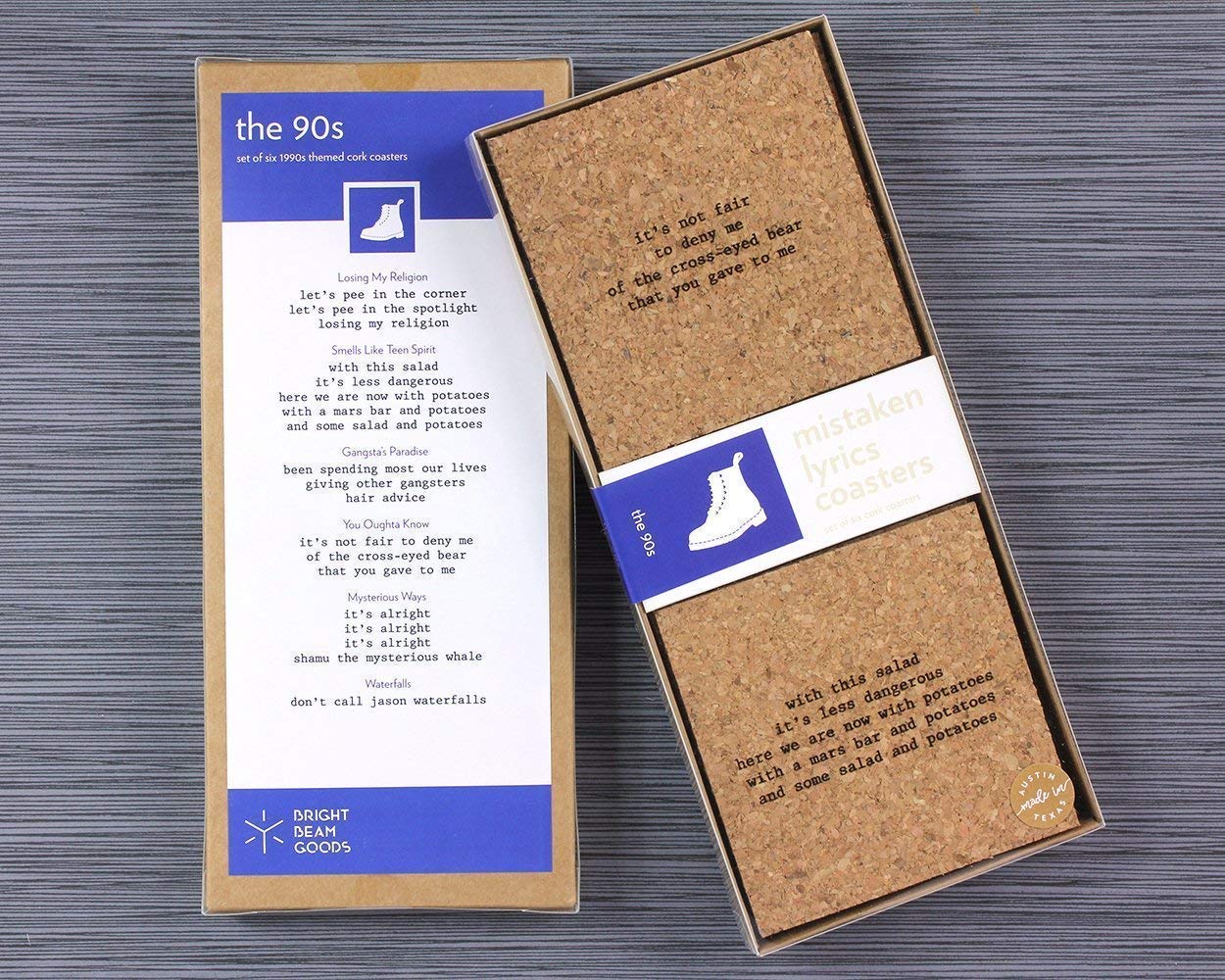 Set of 6 cork coasters handmade in Austin Texas