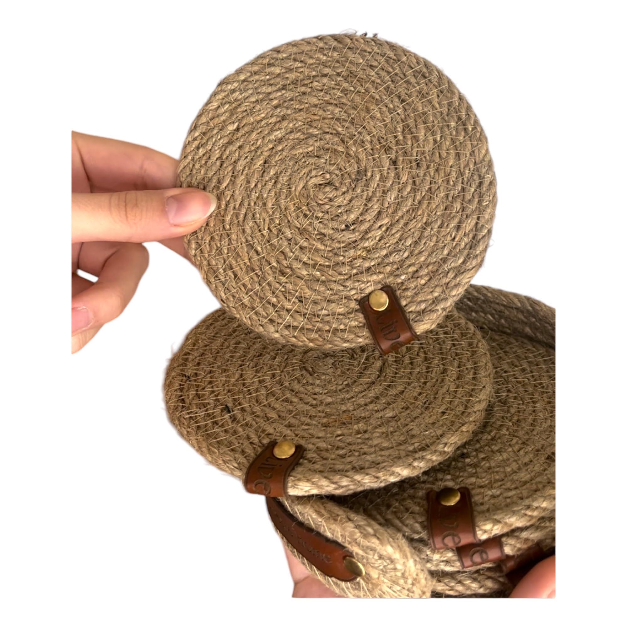 Six coasters and matching basket for easy storage
