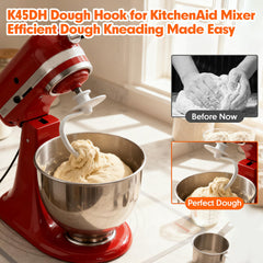 Aluminum coated C-shaped dough hook for bread and pizza dough