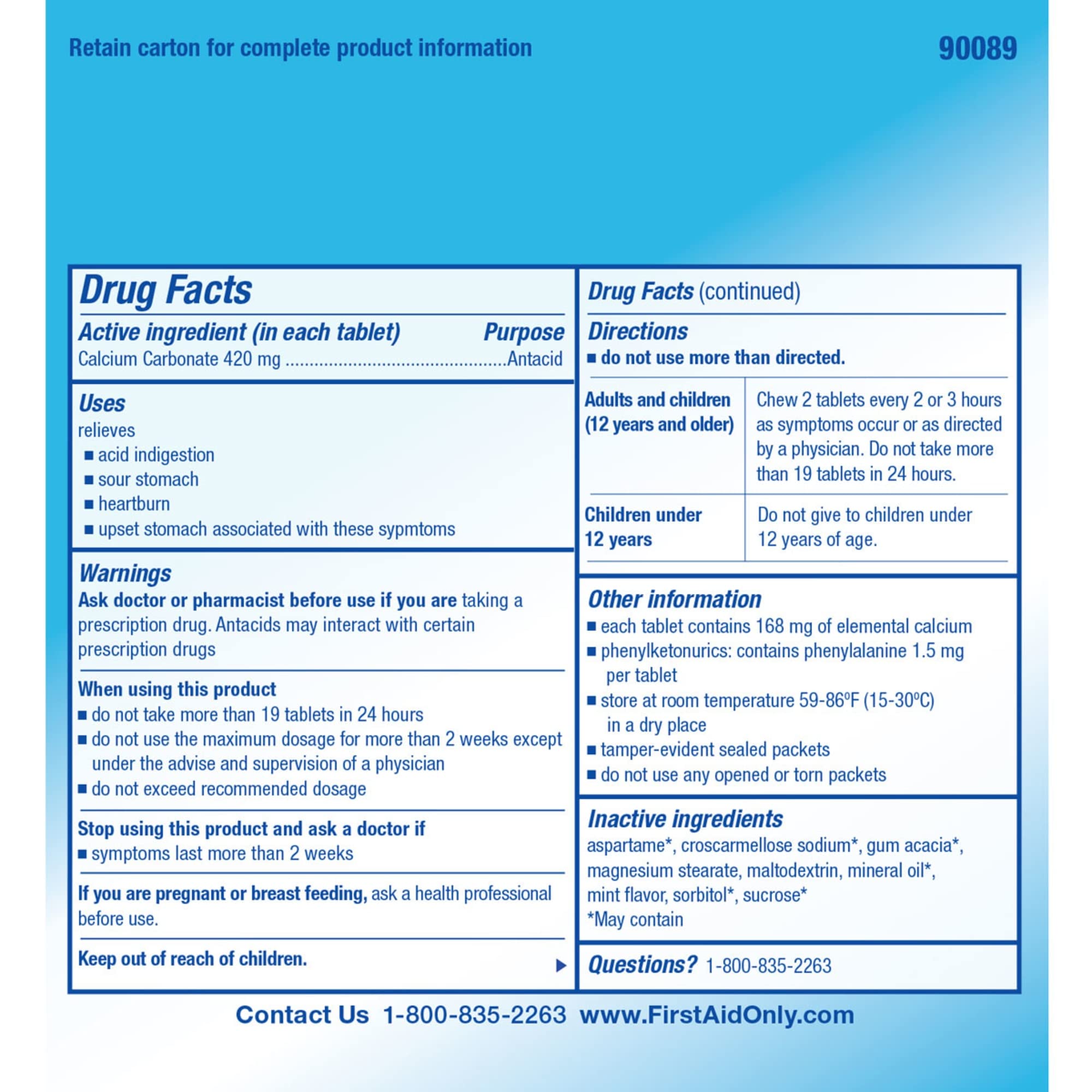 Coated tablets that are easy to swallow for antacid use