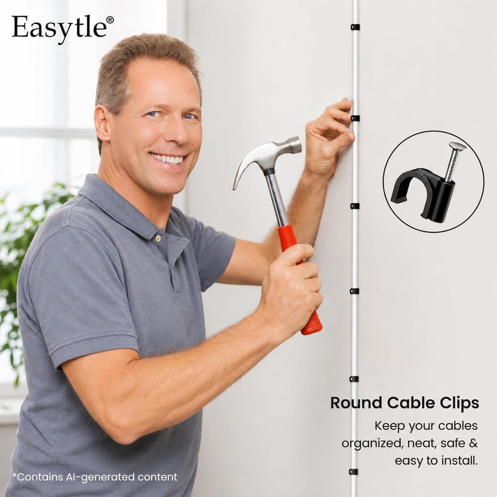 coax cable wall clips black
