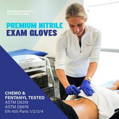 Latex free nitrile gloves London Labs blue 5 mil for exams