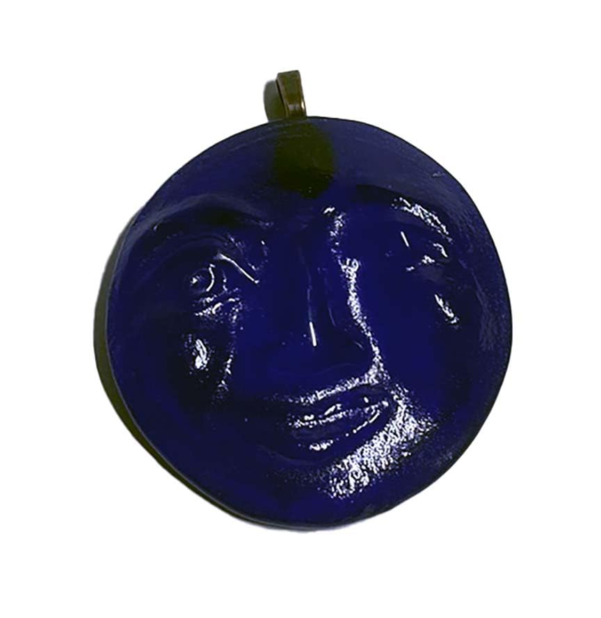 Cobalt blue moon sun catcher made from recycled bottle bottom