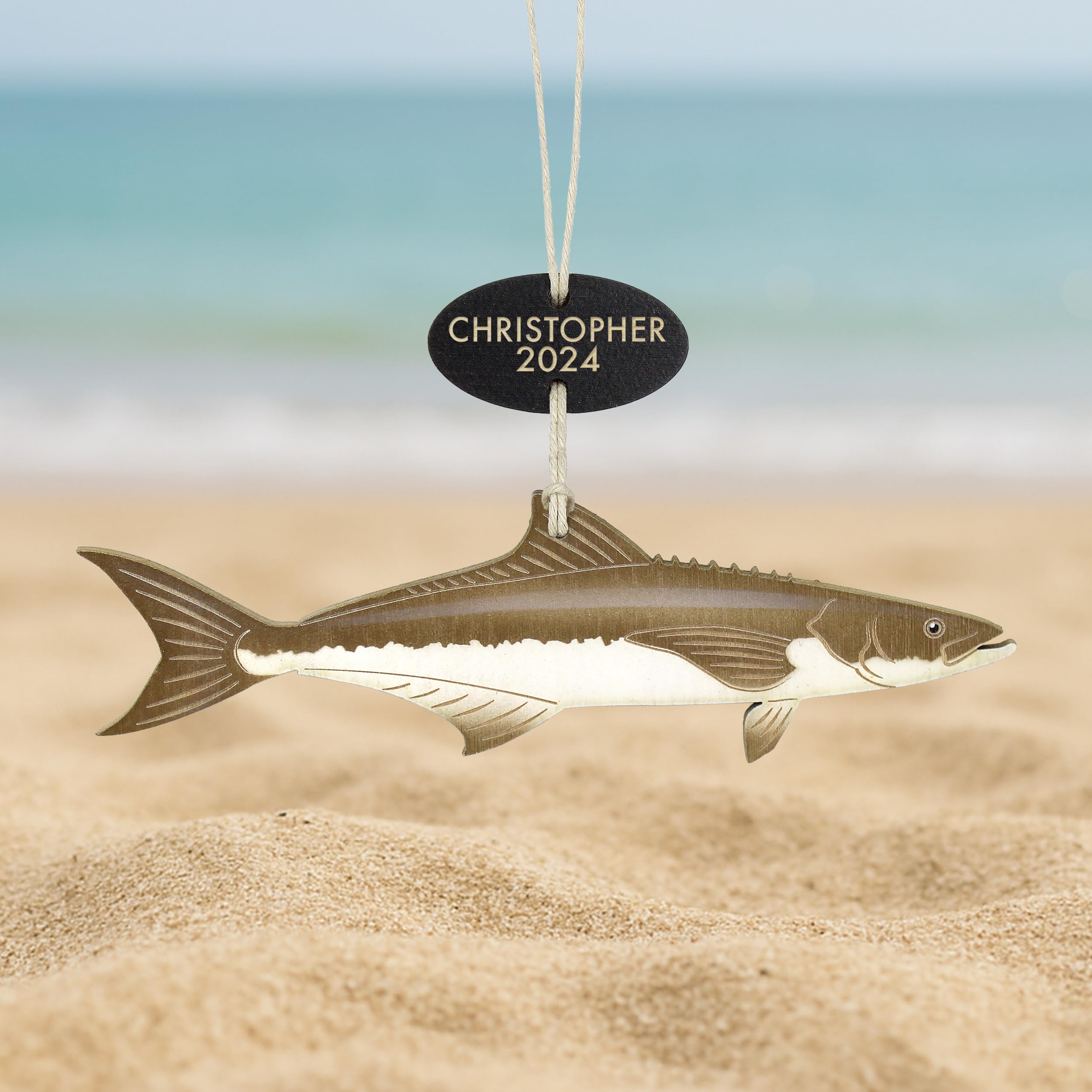 Cobia fish ornament hand painted with laser engraving