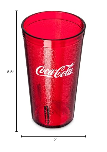 Stackable BPA-free Ruby Red acrylic tumblers with Coca Cola logo
