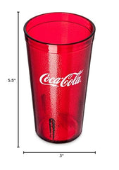 Stackable BPA-free Ruby Red acrylic tumblers with Coca Cola logo