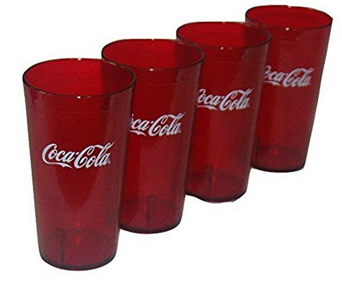 Coca Cola Logo Ruby Red Plastic Tumblers 16oz 4-pack