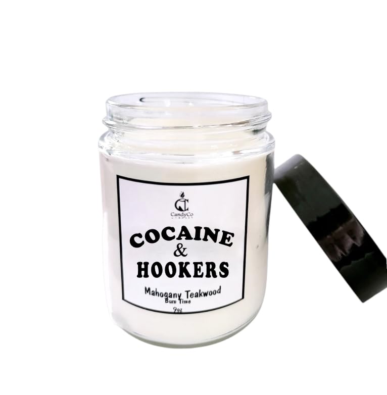 Cocaine and Hookers Funny Explicit Candle Ivory Classic Large Jar for home decor