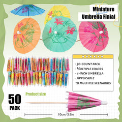 Colorful 4-in paper umbrellas on wooden toothpicks for drinks