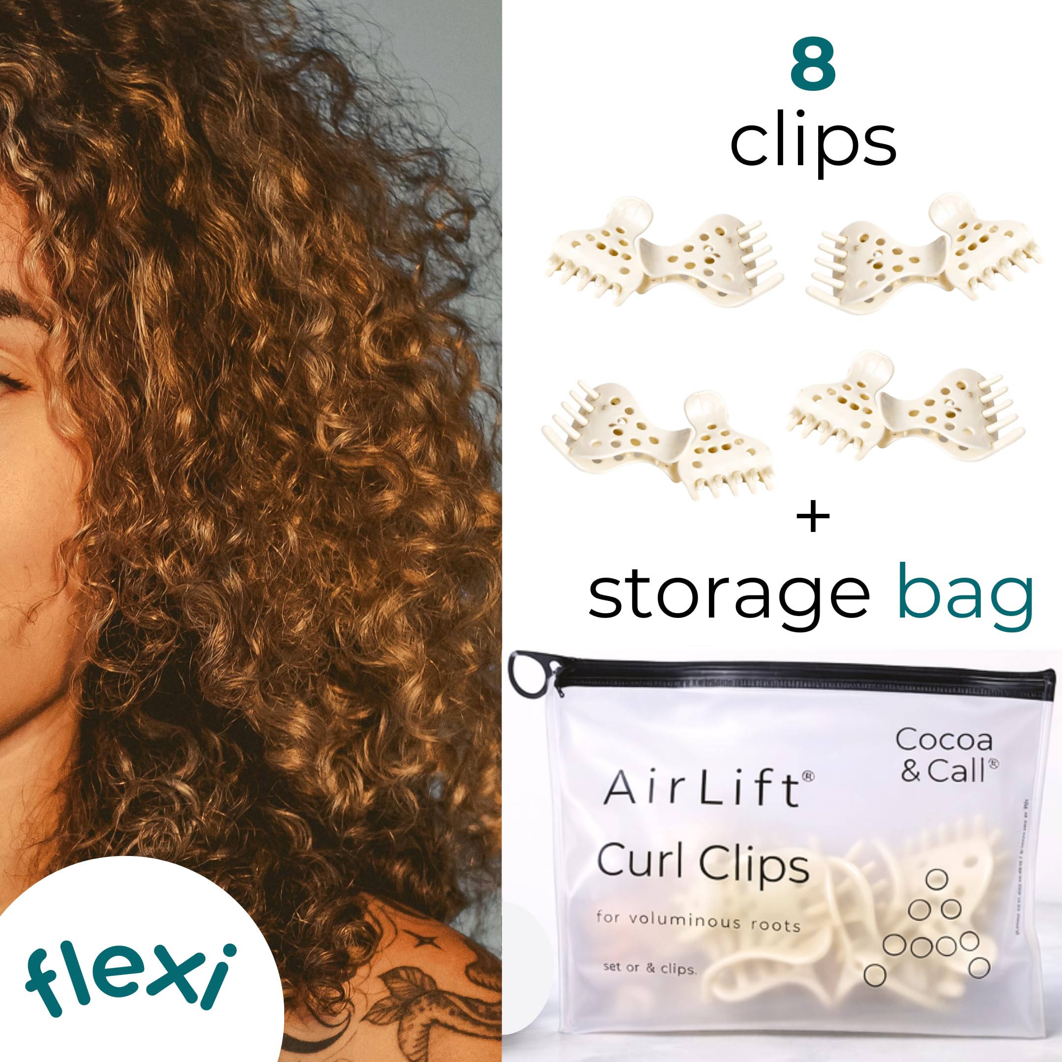 Hair styling clips for curls Cocoa & Cali packaging