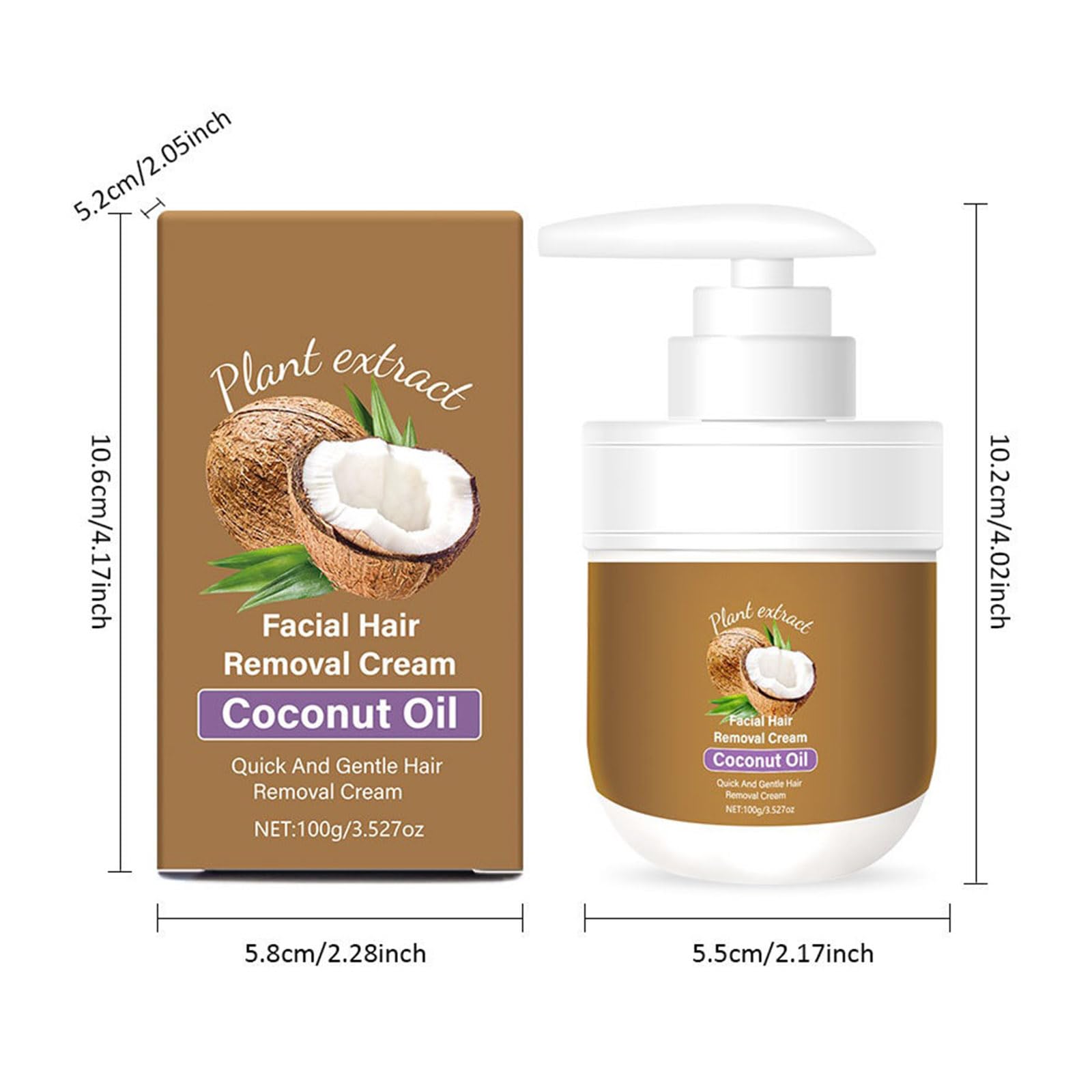 Coconut Facial Hair Remover Cream net weight 100 g