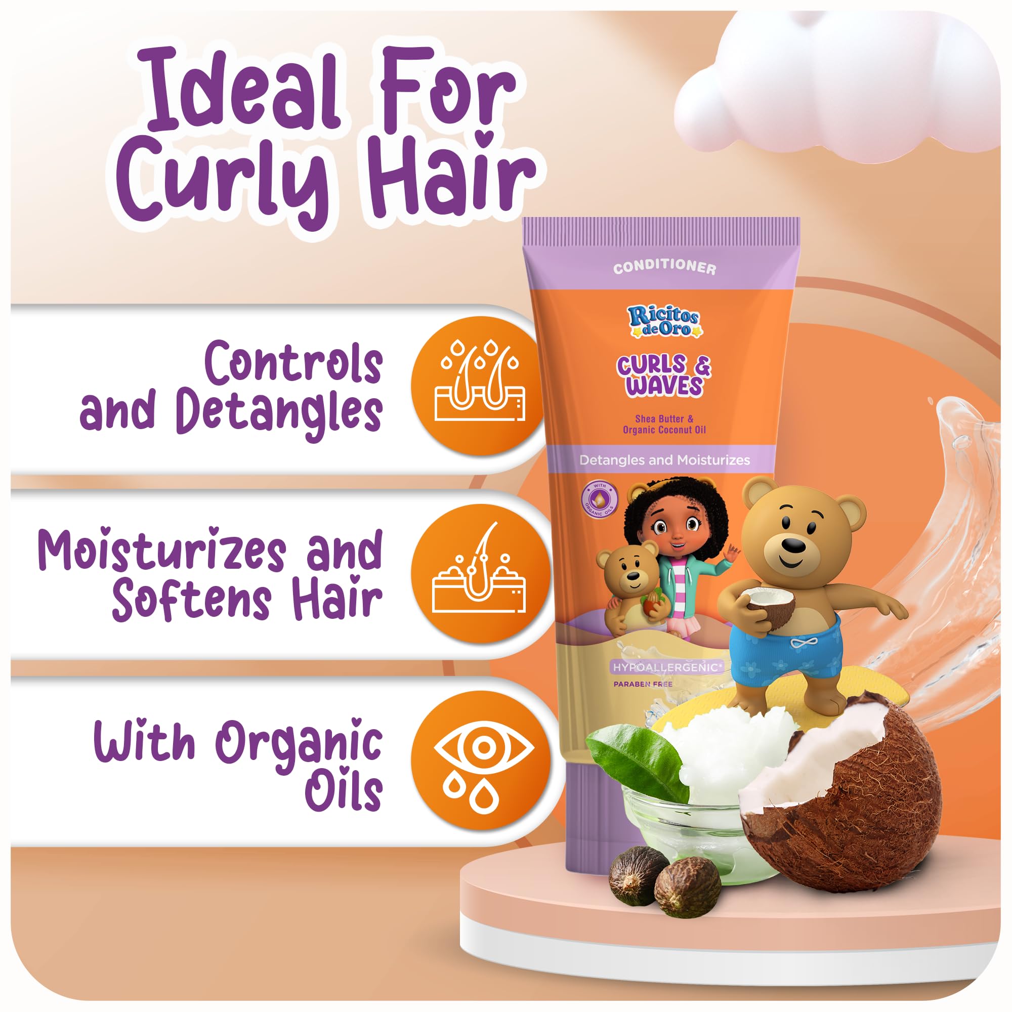 Coconut oil enriched curl conditioner for kid's hair care