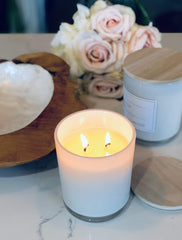 Coconut wax blend scented candle with fig orange blossom musk