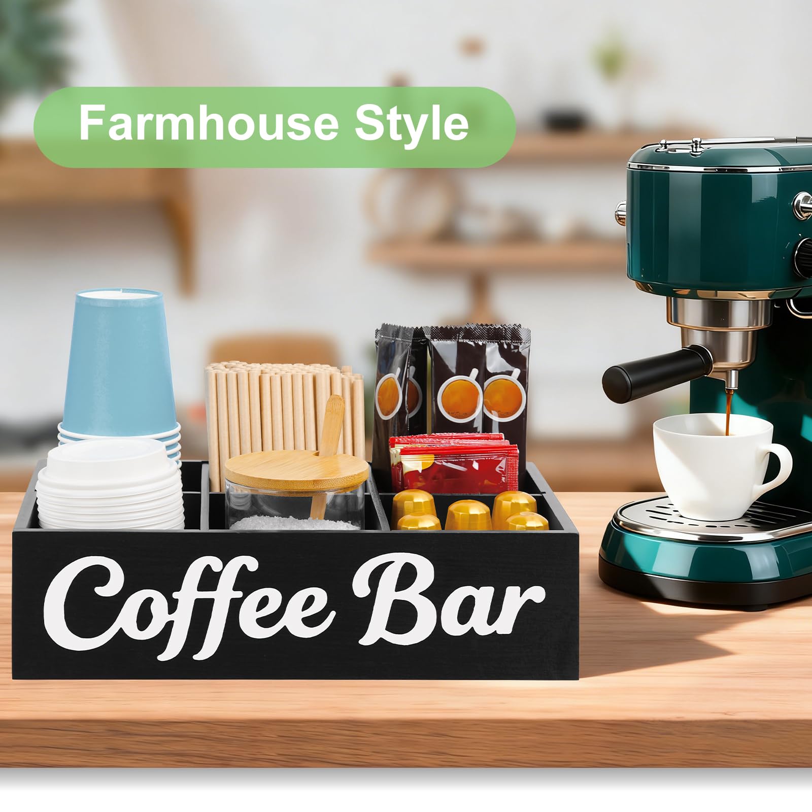 Coffee bar accessories organized by Samhe organizer