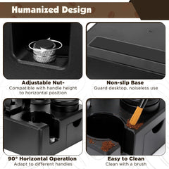 Dosing funnel locks onto portafilters and puck screen protects machine heads
