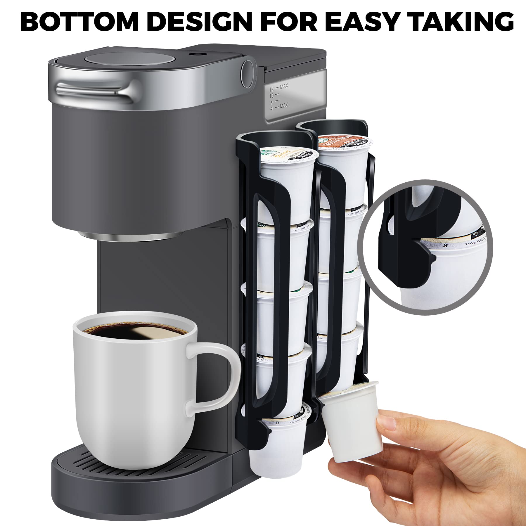 Coffee pod holder for Keurig on side mount