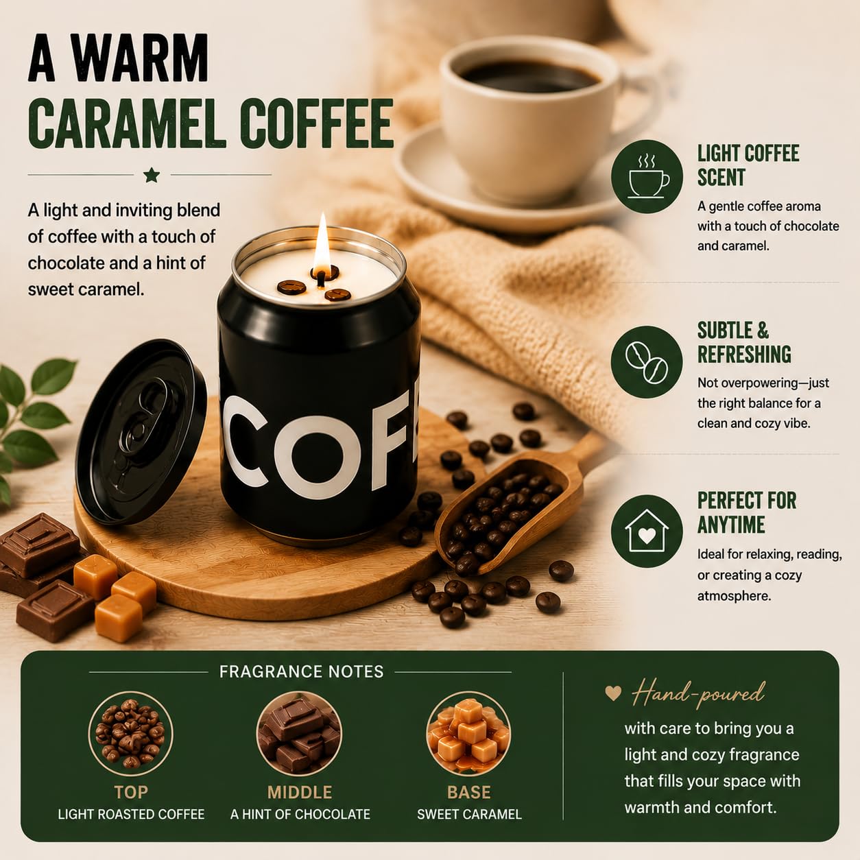 Aroma features coffee caramel and soft chocolate notes