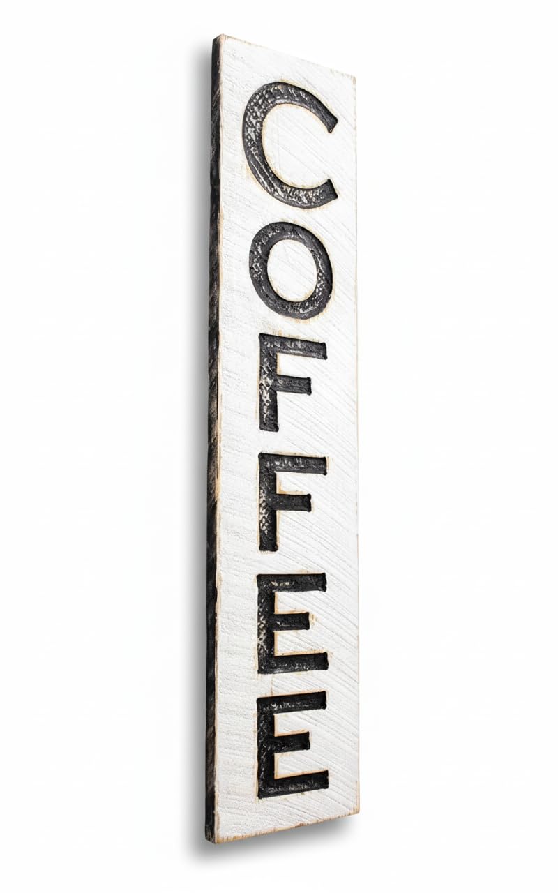 COFFEE Sign Vertical carved on solid wood board 40x10