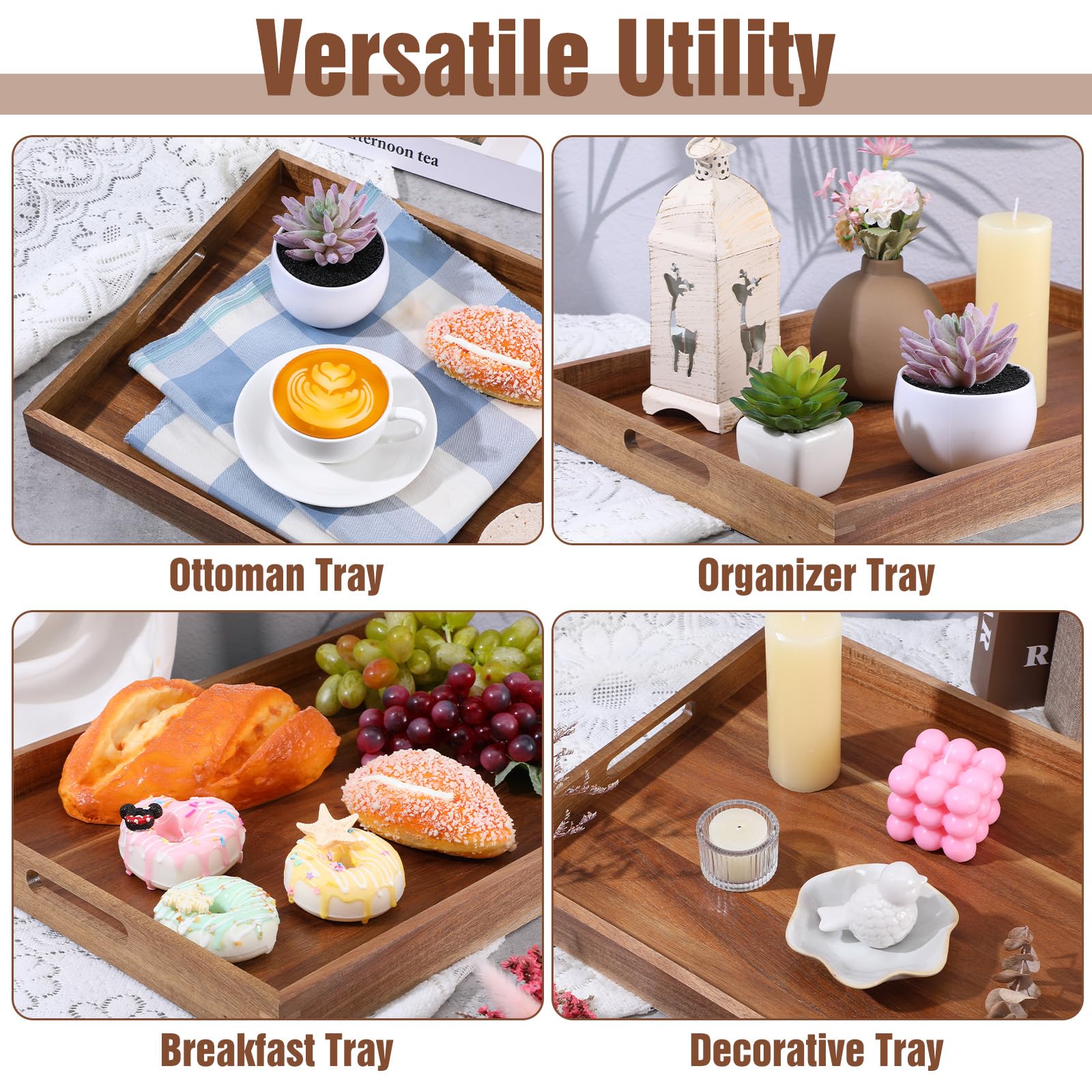 Wooden serving tray ideal for kitchen and entryway