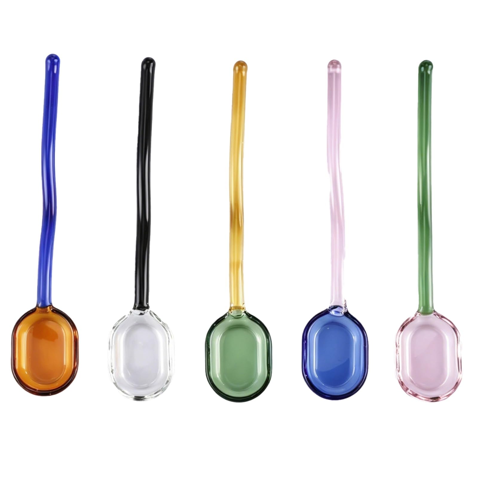 compact five piece glass spoons set for drawers