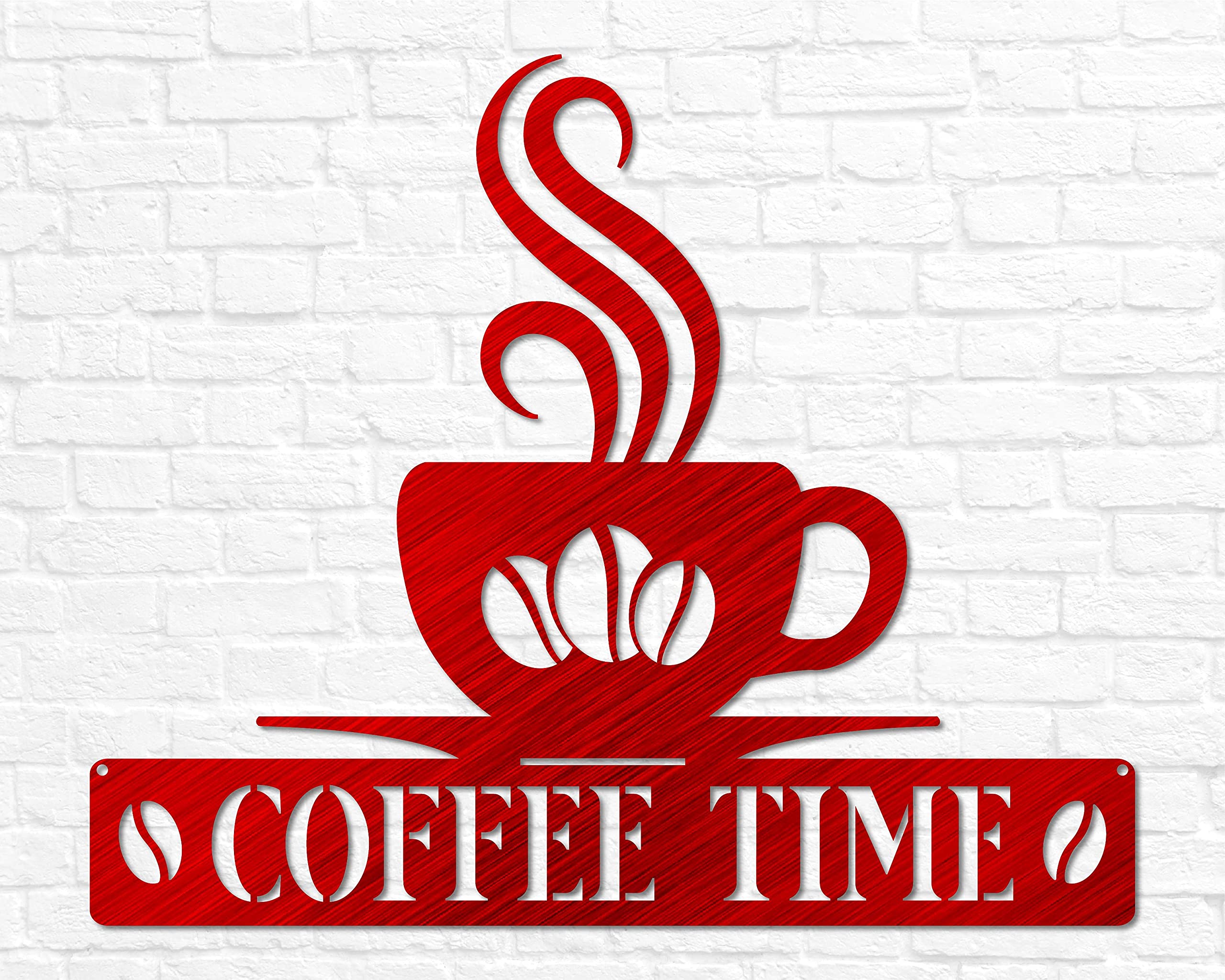 Outdoor ready steel wall art sign Coffee Time