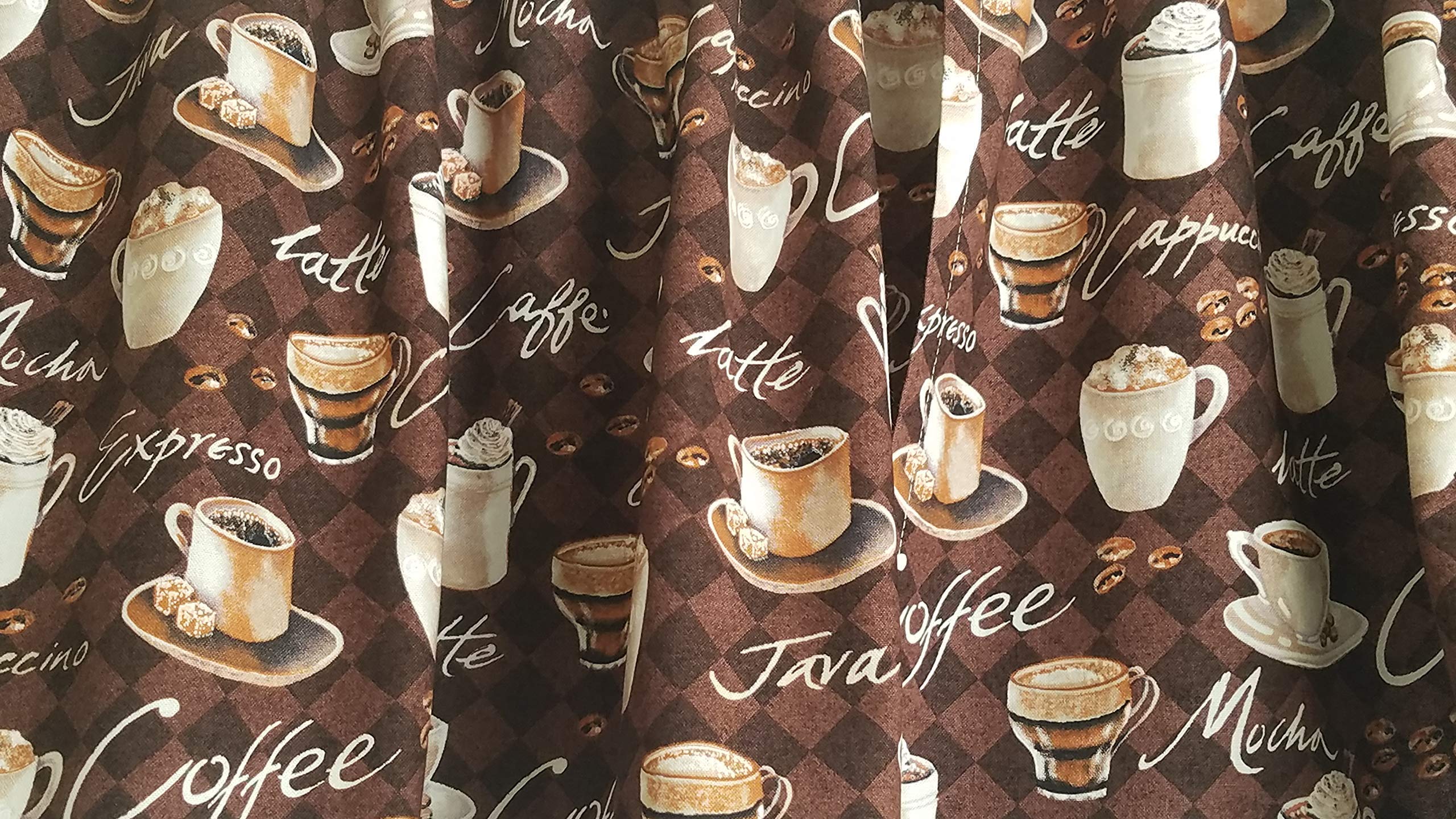 Coffee Valance Curtain coffee themed pattern close up