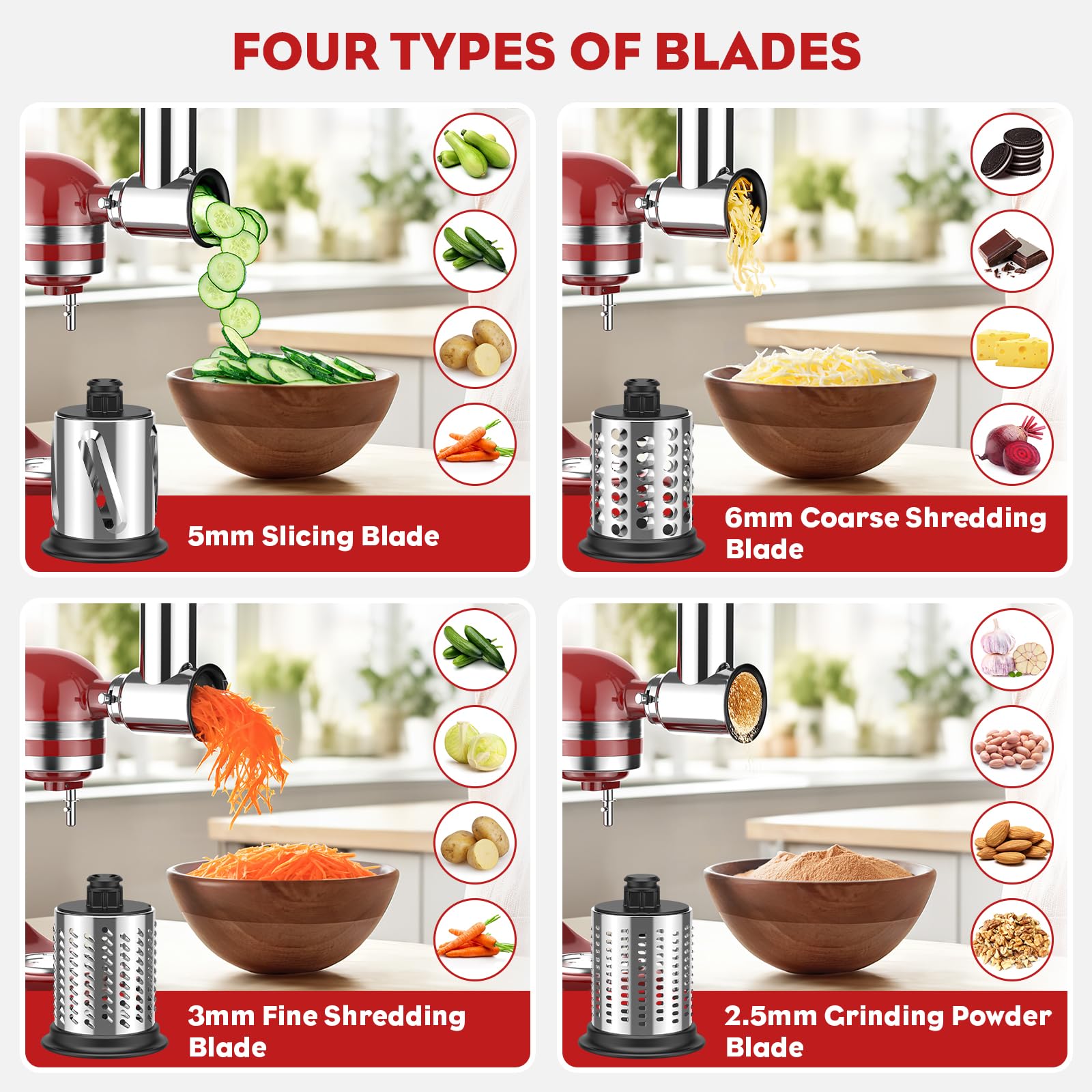 Cofun stand mixer attachment kit with grinder and grater