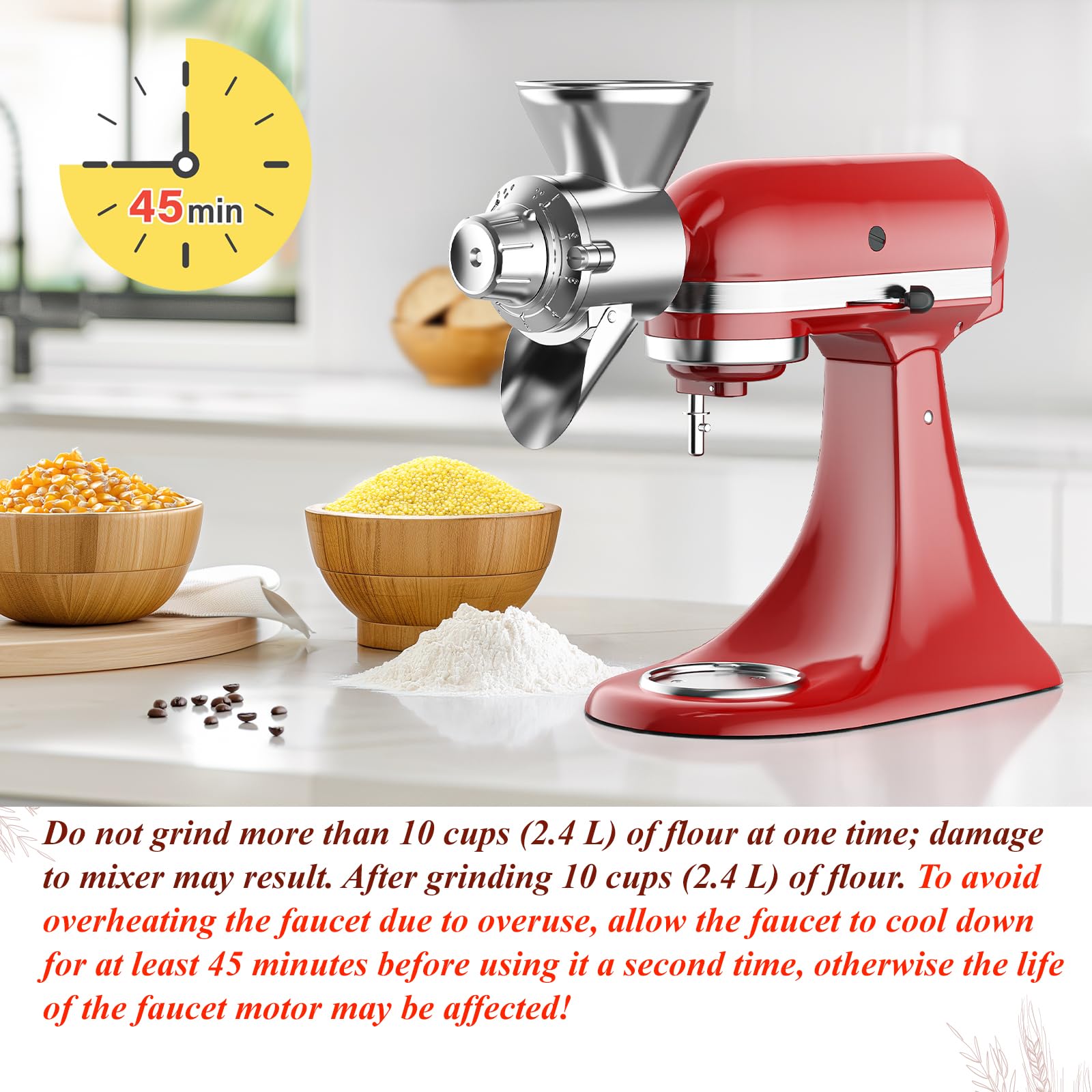 9 grind settings dial on Cofun grain mill attachment
