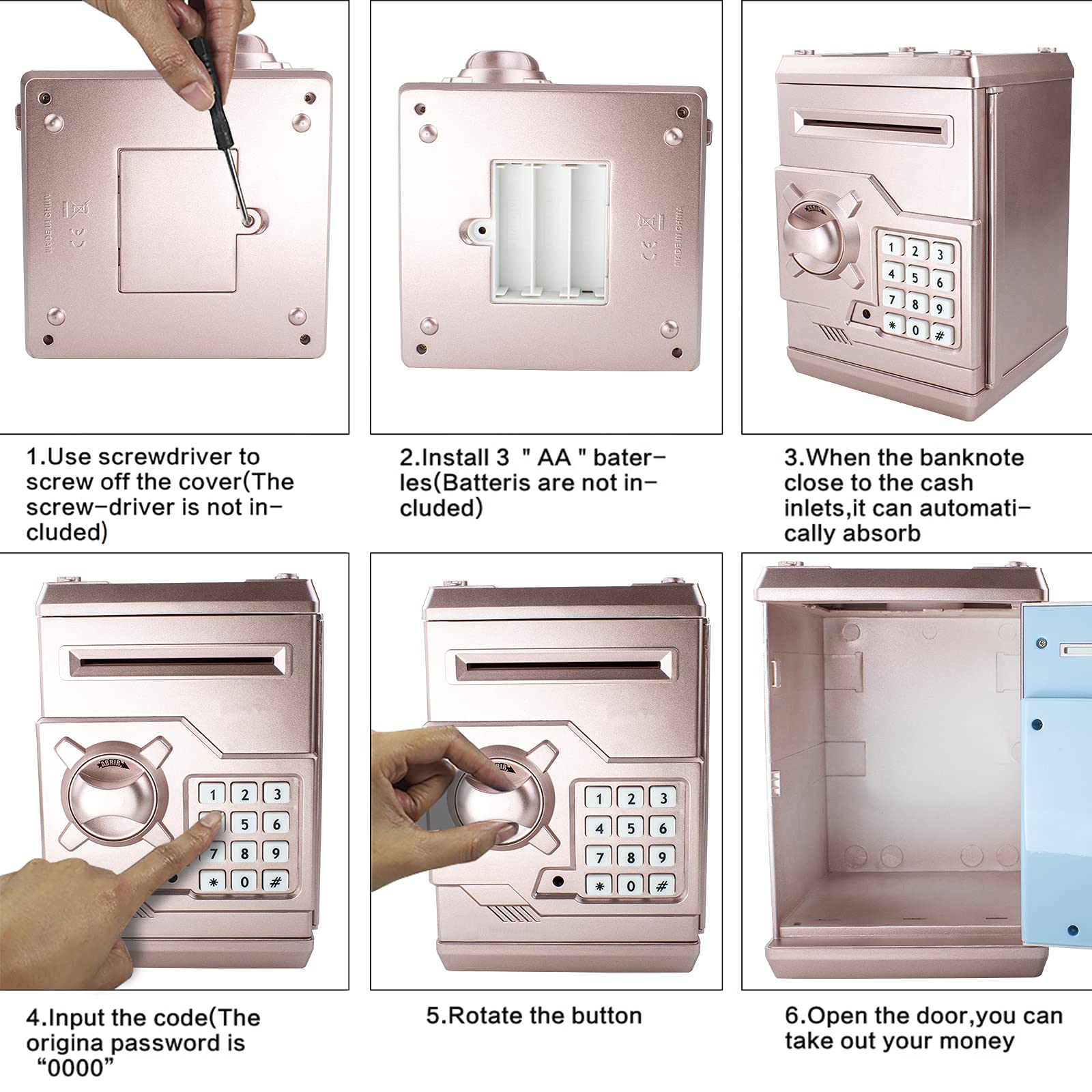 Coin bank box for kids with ABS plastic