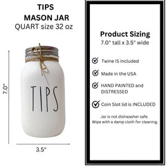 Coin slot glass tip jar for tips