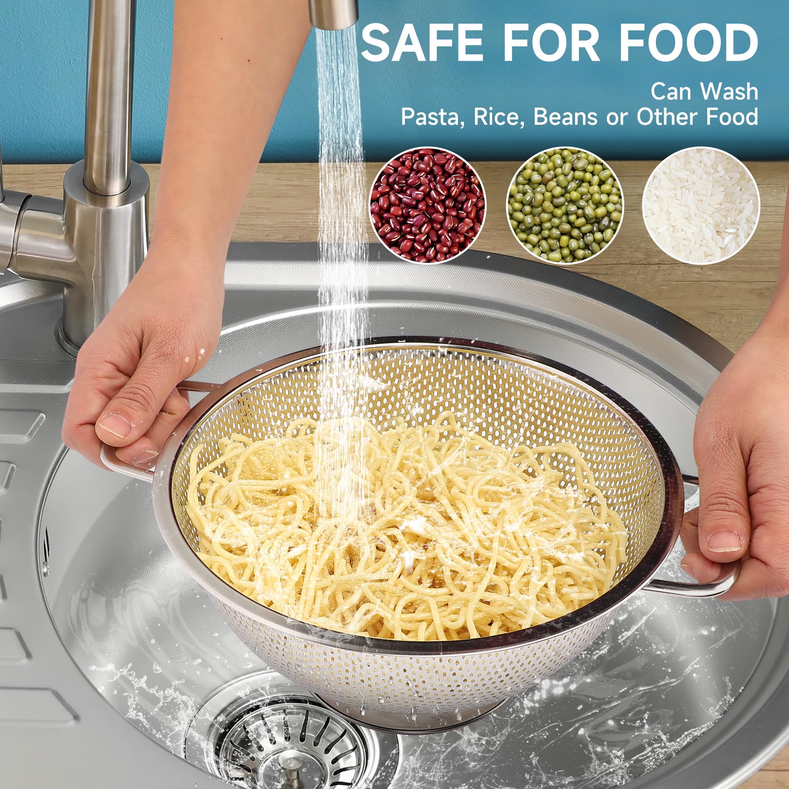 Colander 5qt stainless steel drainage for pasta