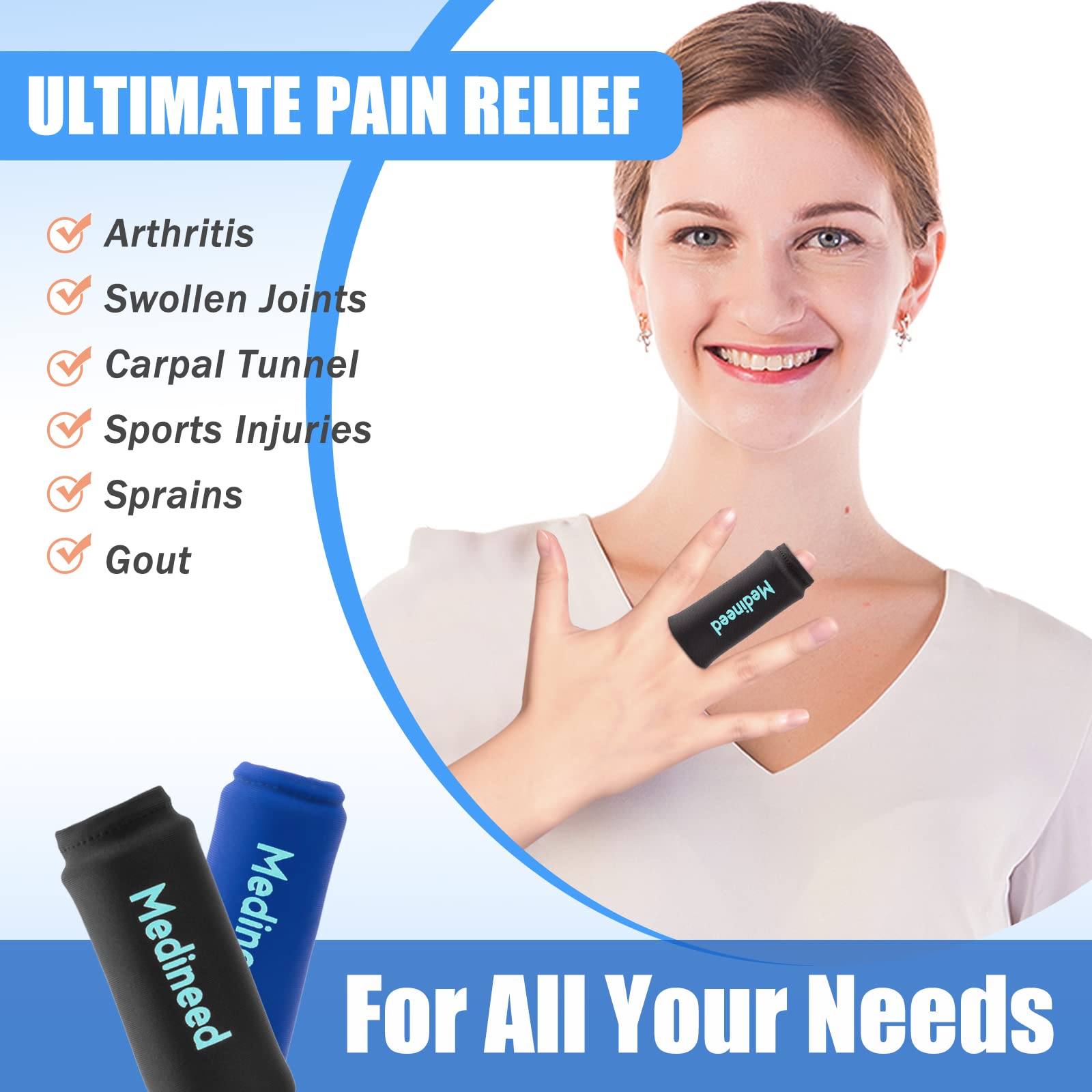Cold therapy finger sleeve product feature close up