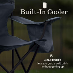Comfortable cushioned seat and back on Coleman chair