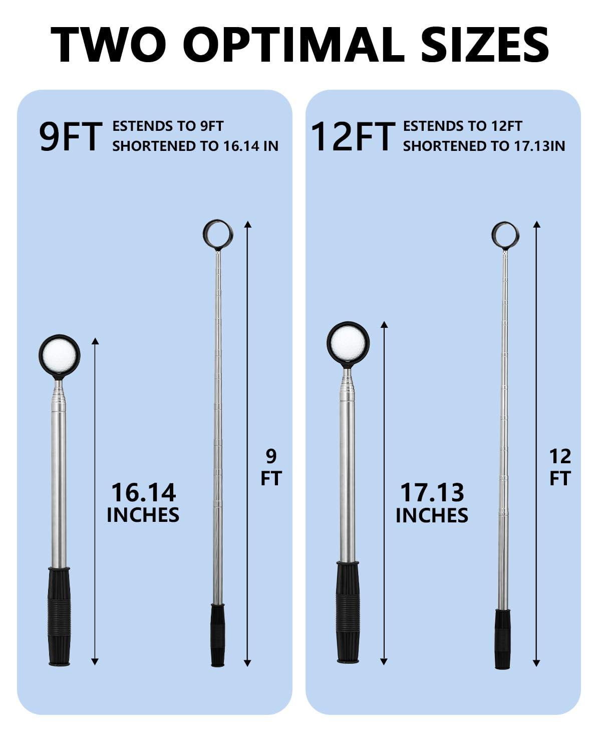 Long reach to retrieve balls from water and wet grass
