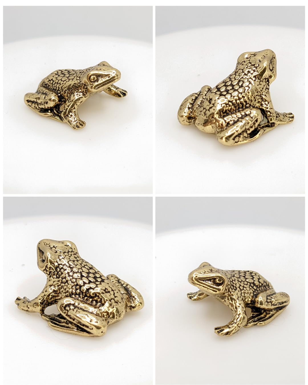 Compact brass frog miniature for desk shelf display