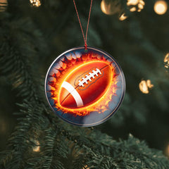 Collector card football ornament sunlit window