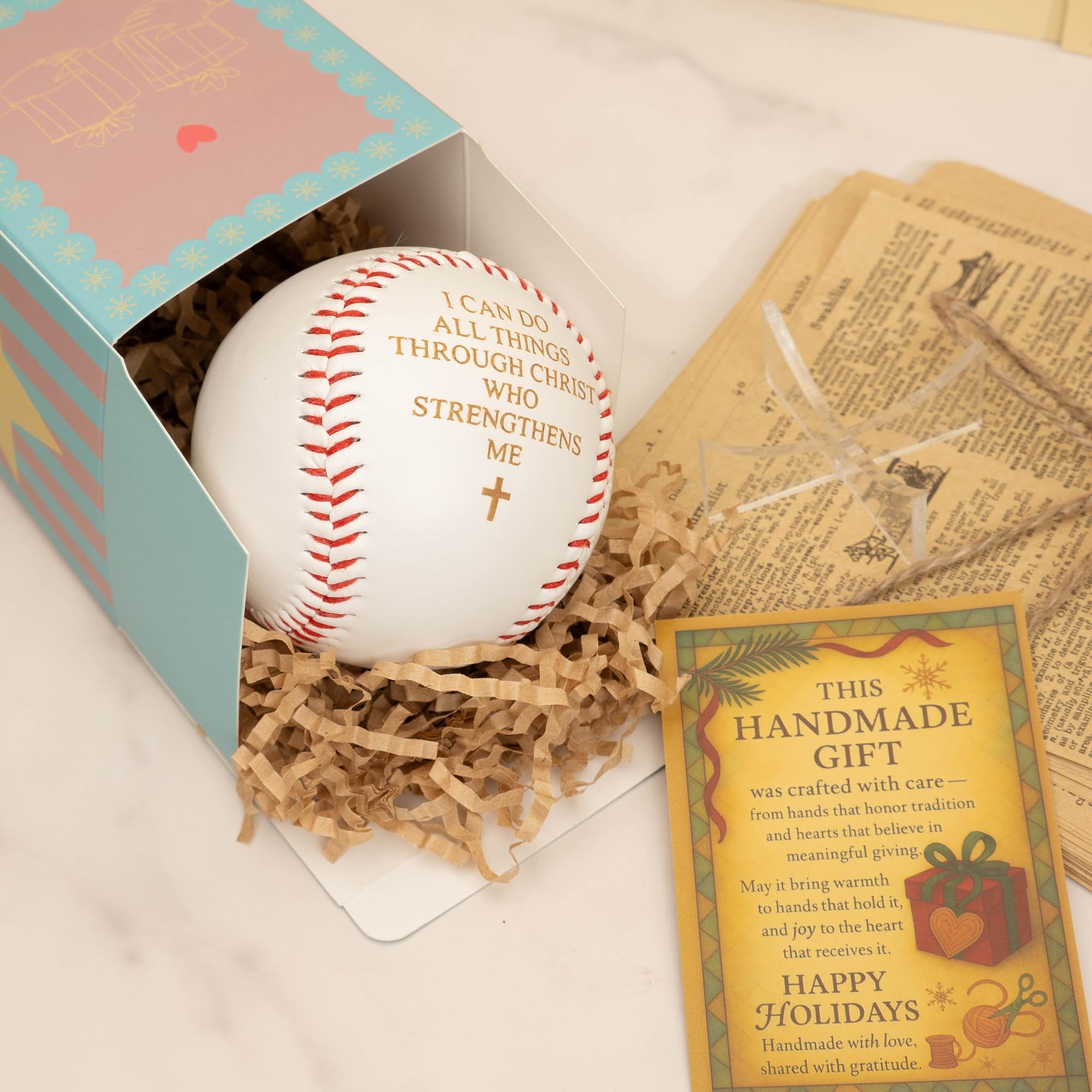 Cross dove scripture artwork on keepsake baseball