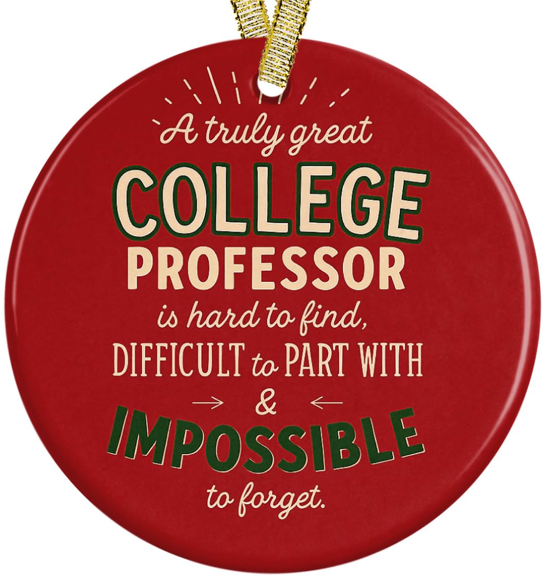 College Professor Ceramic Christmas Ornament white ceramic finish